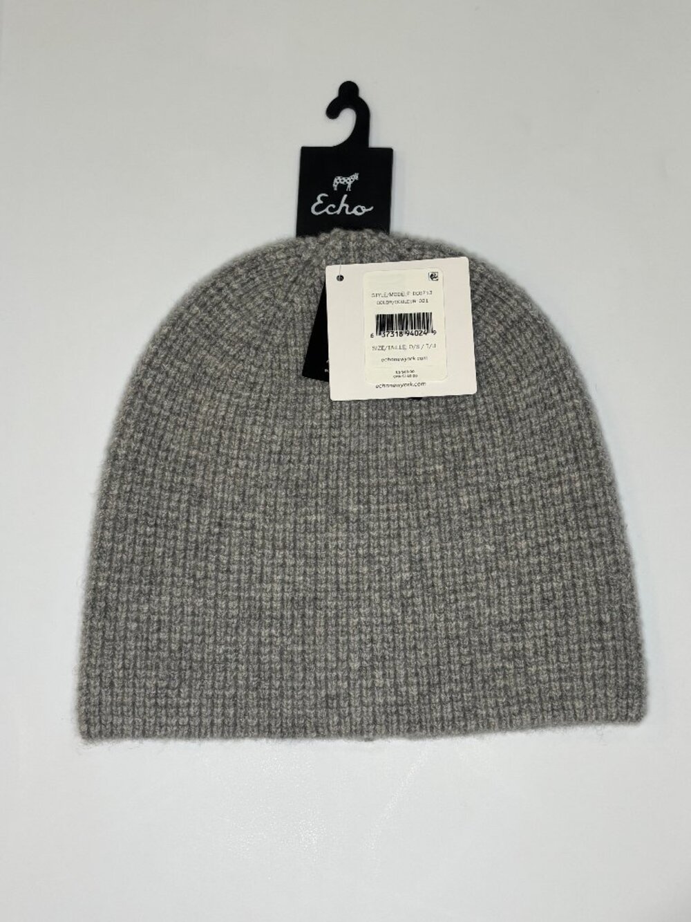 NWT Echo Wool & Cashmere Waffle Beanie Grey OS